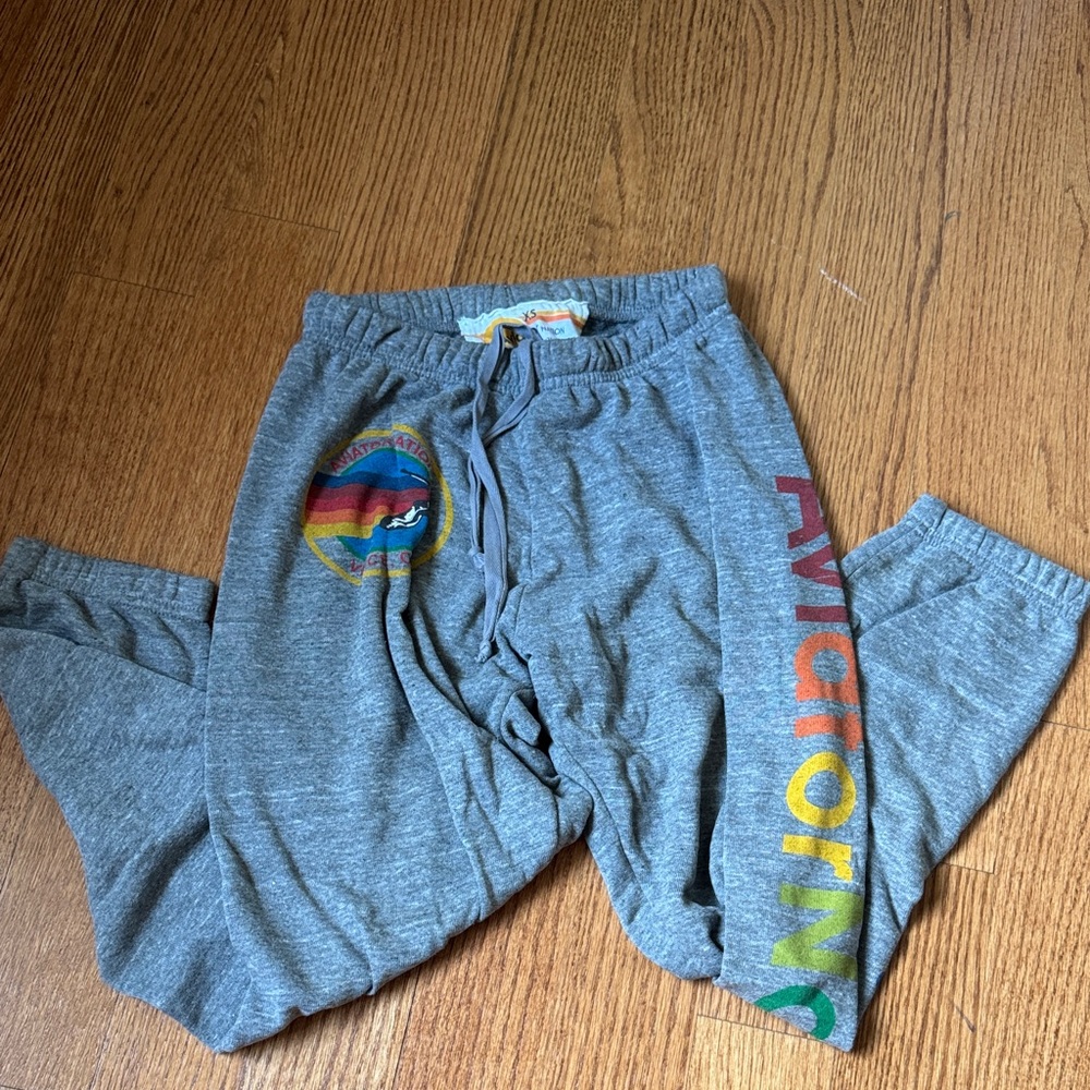 Aviator Nation Gray Joggers with Colorful Logo